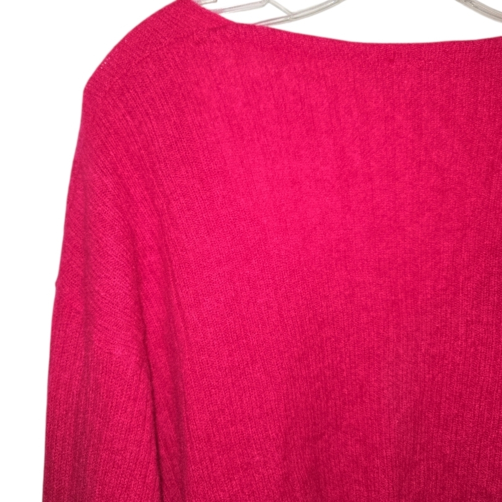 Free People Elias Cashmere Sweater in Hot Pink XS Soft Cozy V-neck - Picture 5 of 8